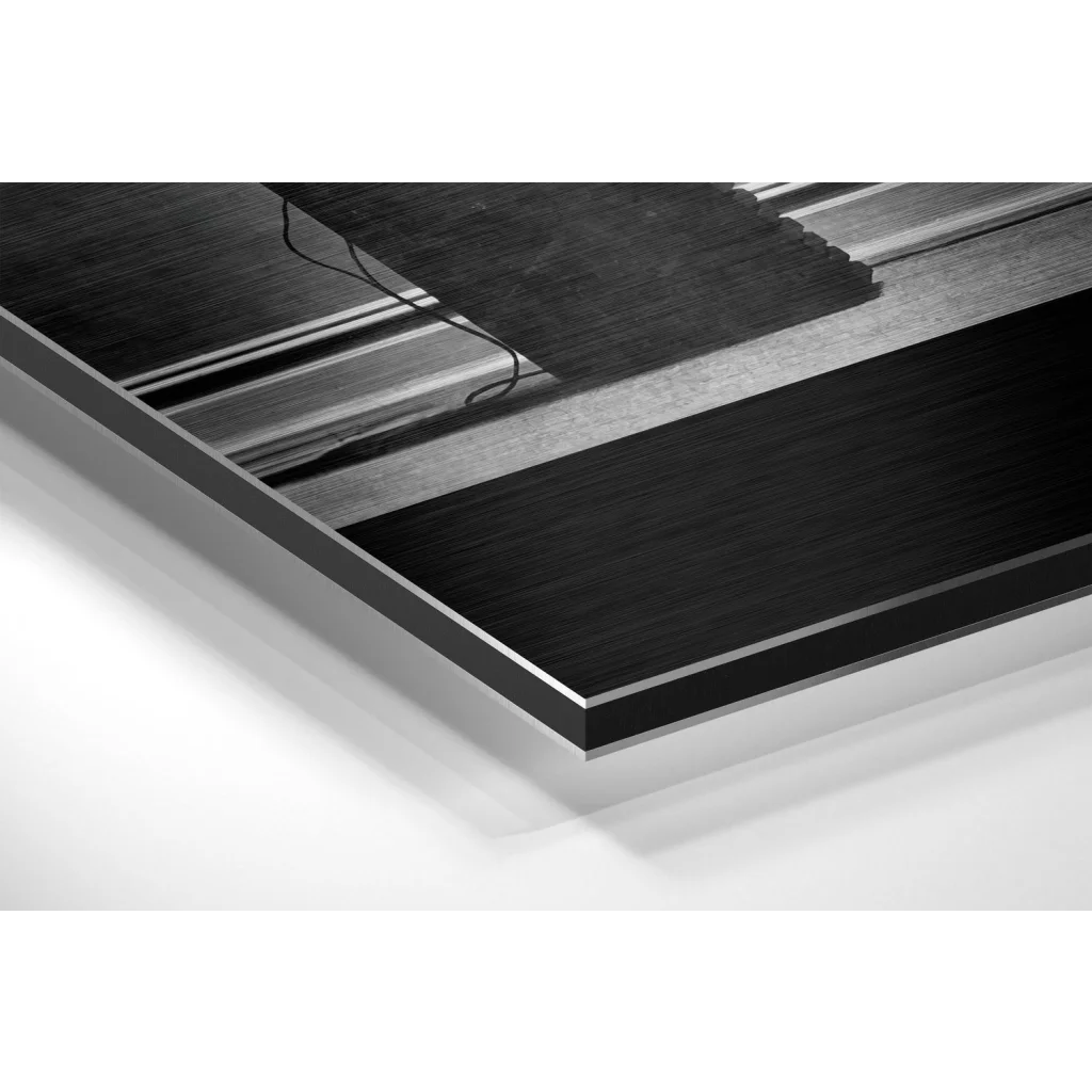 Glass Wall Art Black framed abstract art with brushed aluminium dibond panels