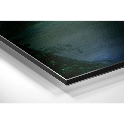 Dark teal and blue abstract brushed aluminium dibond wall art print