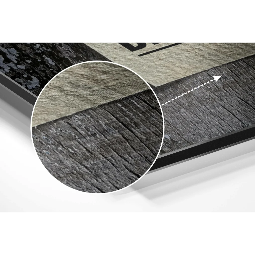 glass wall art Dark gray wood-grain brushed aluminium dibond wall art print