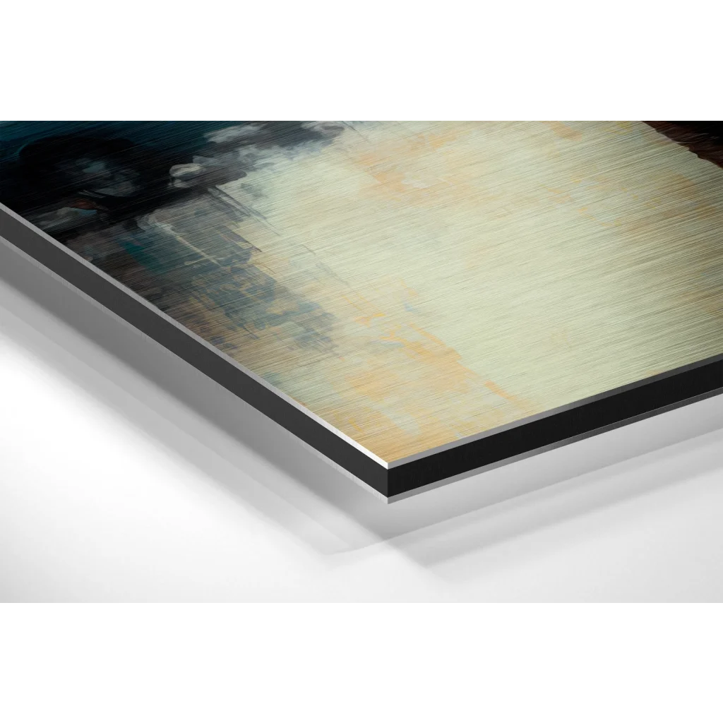 Black and white abstract art on stunning brushed aluminium dibond print