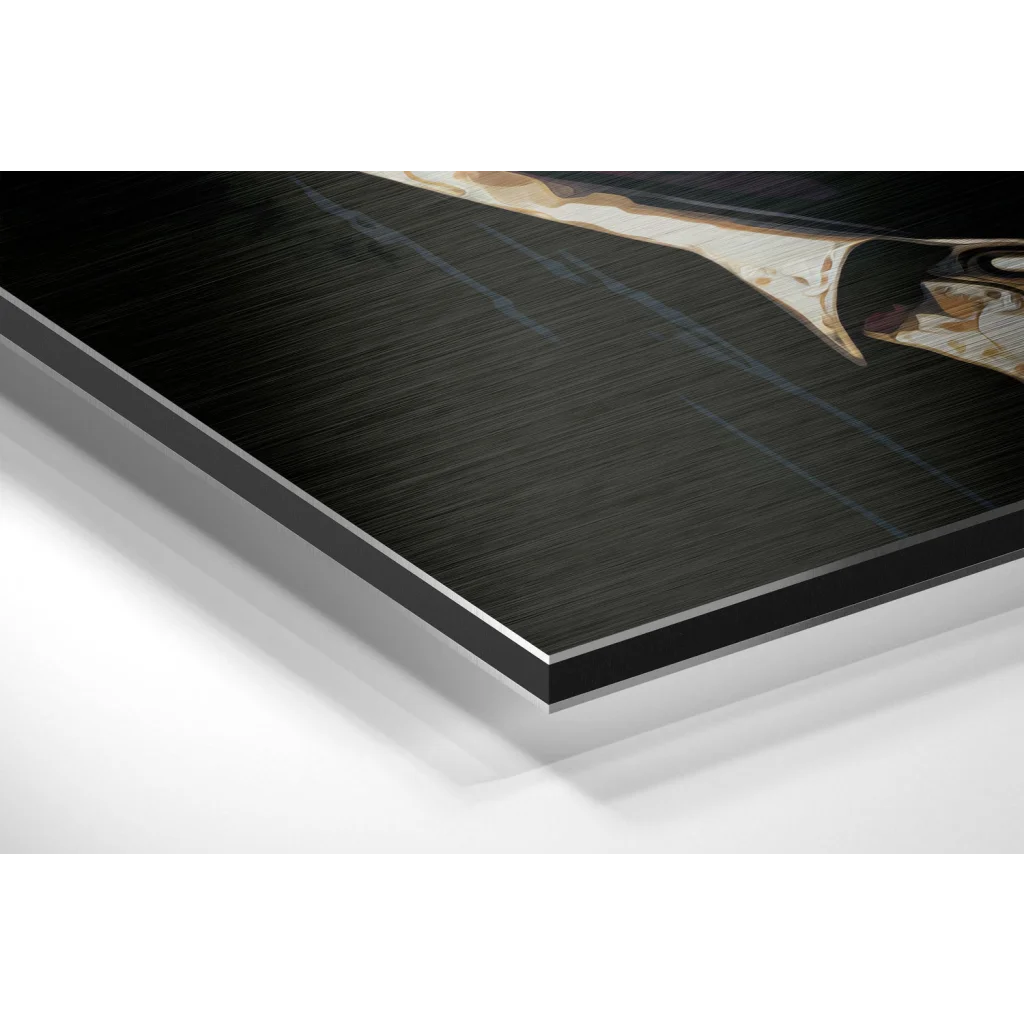 Glass Wall Art Black textured canvas print on brushed aluminium dibond