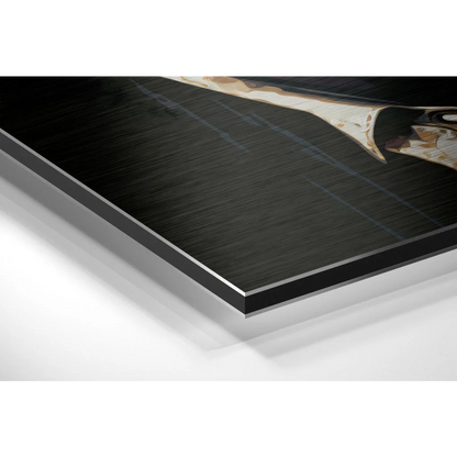 Black textured canvas print on brushed aluminium dibond