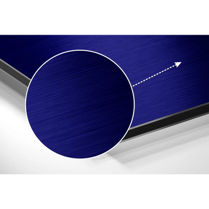 Stunning blue brushed metal table tennis paddle on brushed aluminium dibond wall art print