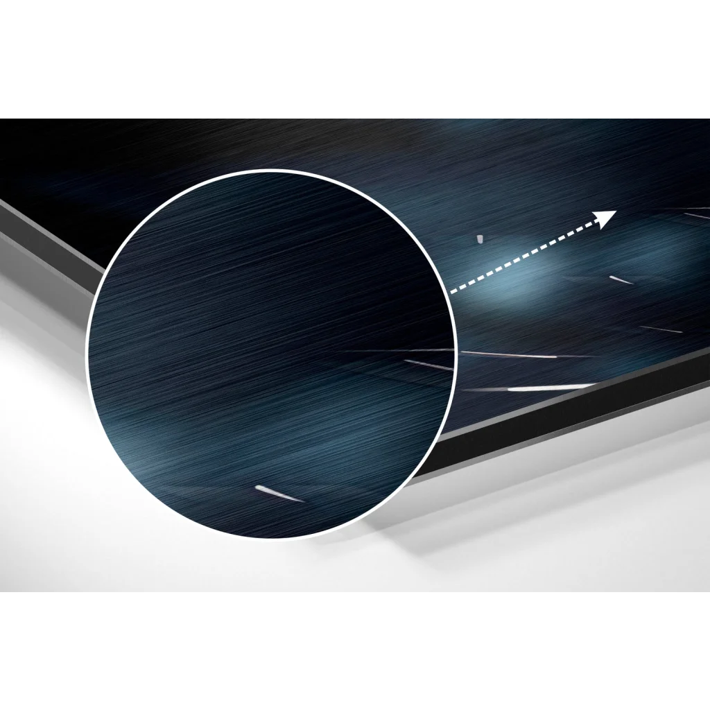 glass wall art Black brushed aluminium dibond wall art with arrow design