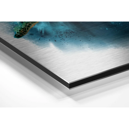 Vibrant teal blue abstract brushed aluminium dibond wall art