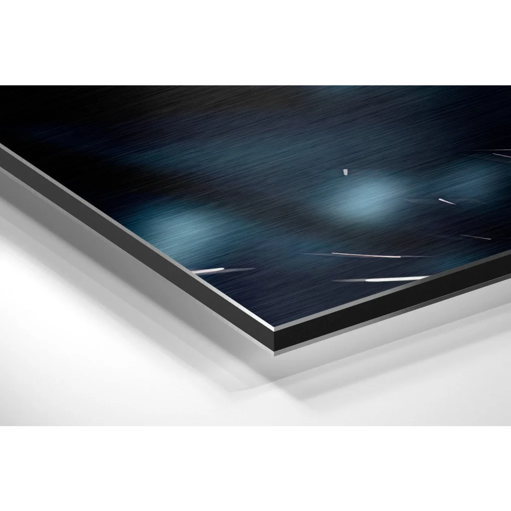 Black and white abstract art on brushed aluminium dibond wall print