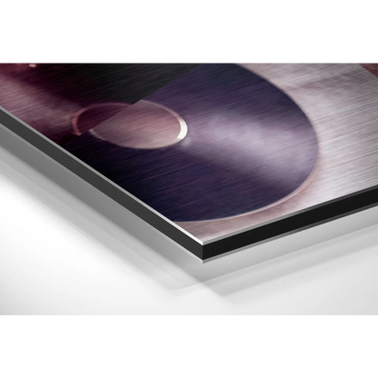 Sleek brushed aluminium dibond print of dark purple vinyl record