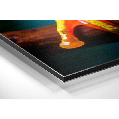 Stunning gold chess piece wall art in brushed aluminium dibond with black frame