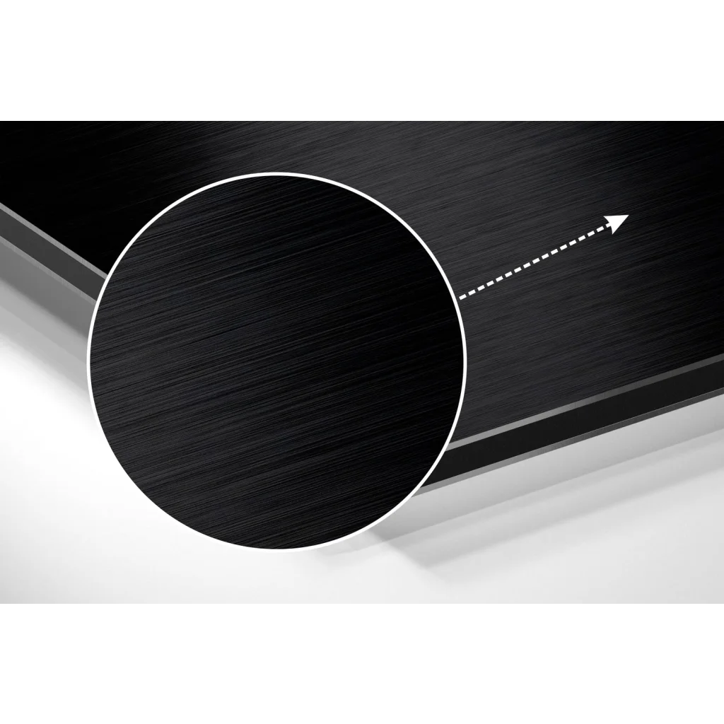 Sleek black brushed aluminium dibond wall art surface