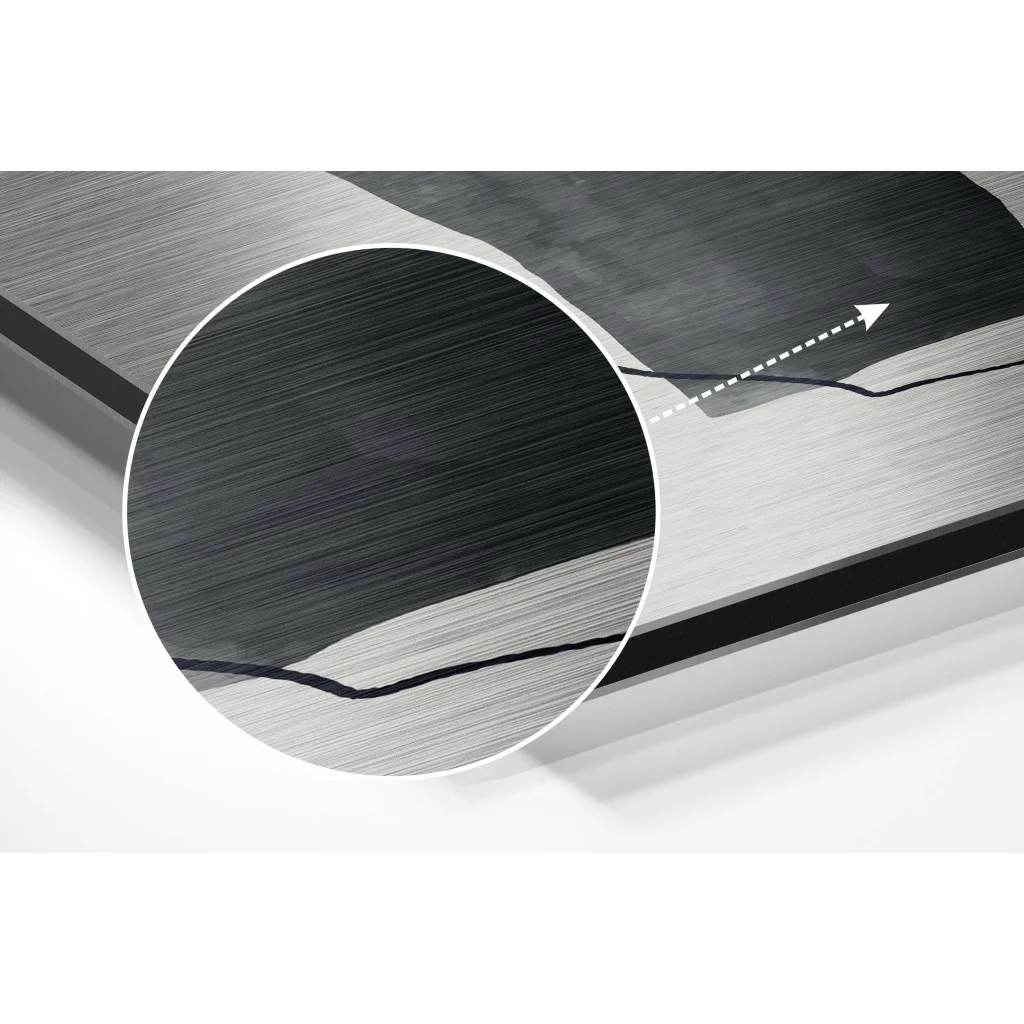 Brushed aluminium dibond laptop cover with black rubber edge