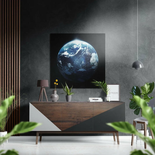 Stunning Earth canvas on brushed aluminium dibond wall art