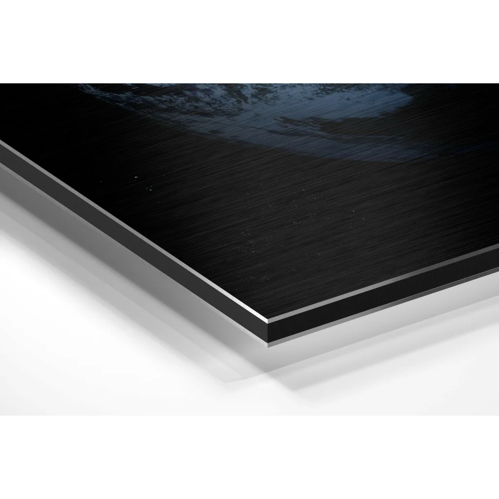 Black glossy poster frame with silver edge in brushed aluminium dibond