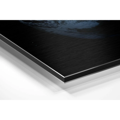 Black glossy poster frame with silver edge in brushed aluminium dibond