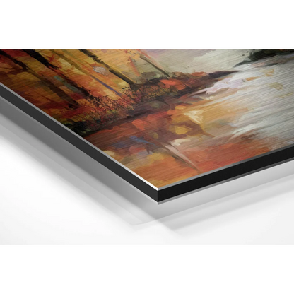 Vibrant abstract brushed aluminium dibond art in black frame