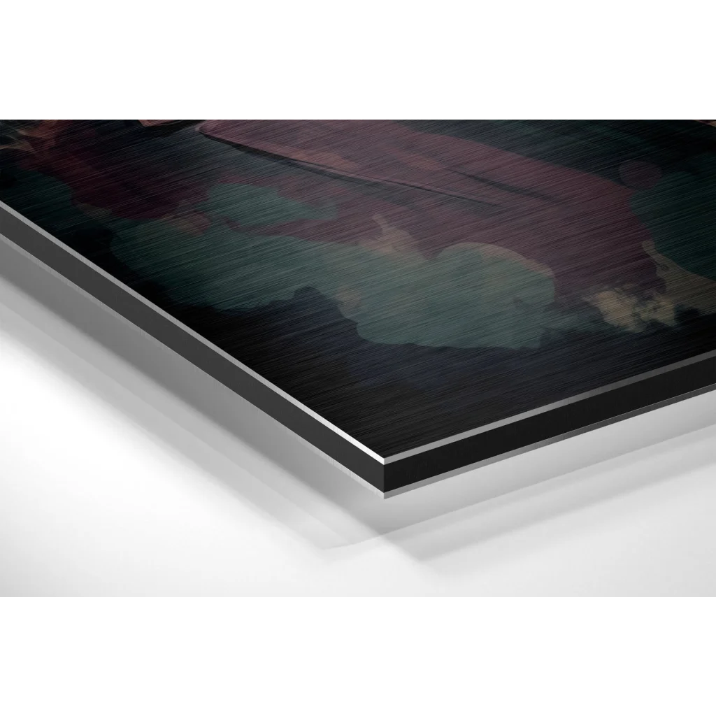 Black and green camo mat on brushed aluminium Dibond wall art