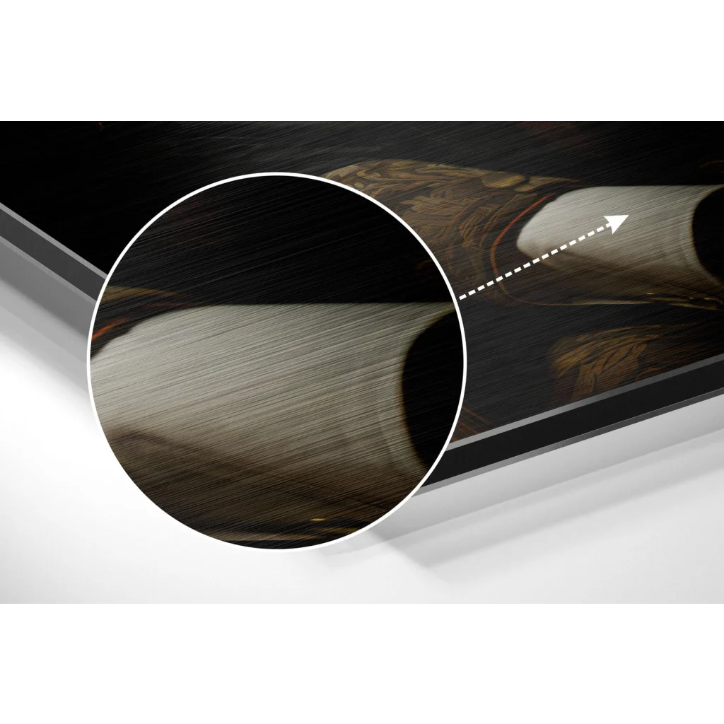 Dark wood grain marbled skateboard grip on brushed aluminium dibond art