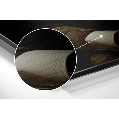 Dark wood grain marbled skateboard grip on brushed aluminium dibond art