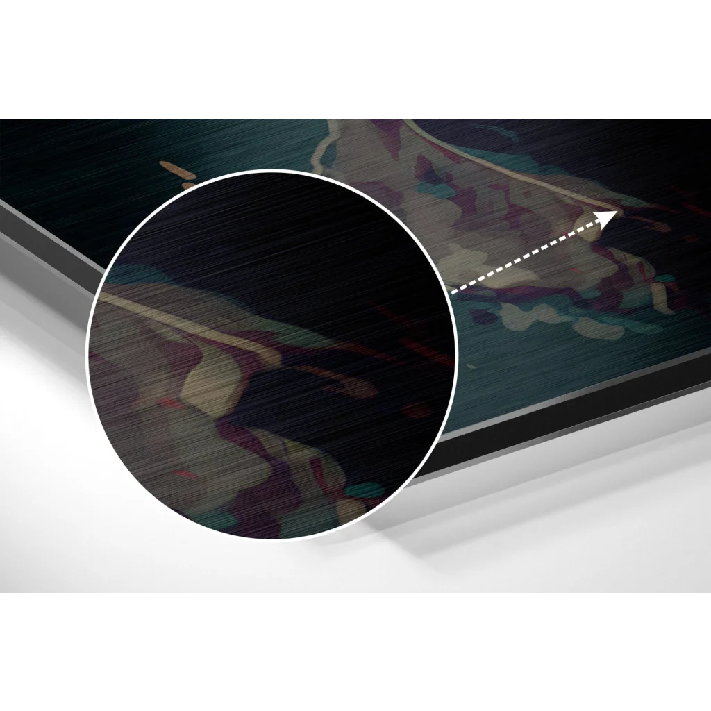glass wall art Stunning dark-toned abstract artwork in brushed aluminium dibond frame