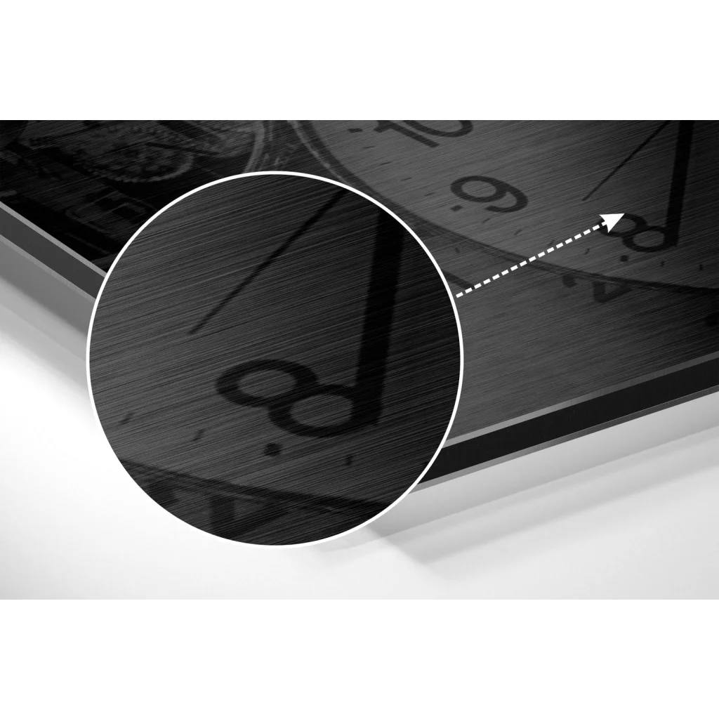 Stunning brushed aluminium dibond wall clock with wooden face