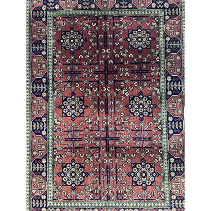 Stunning burgundy Bukharayi rug with intricate Afghani patterns