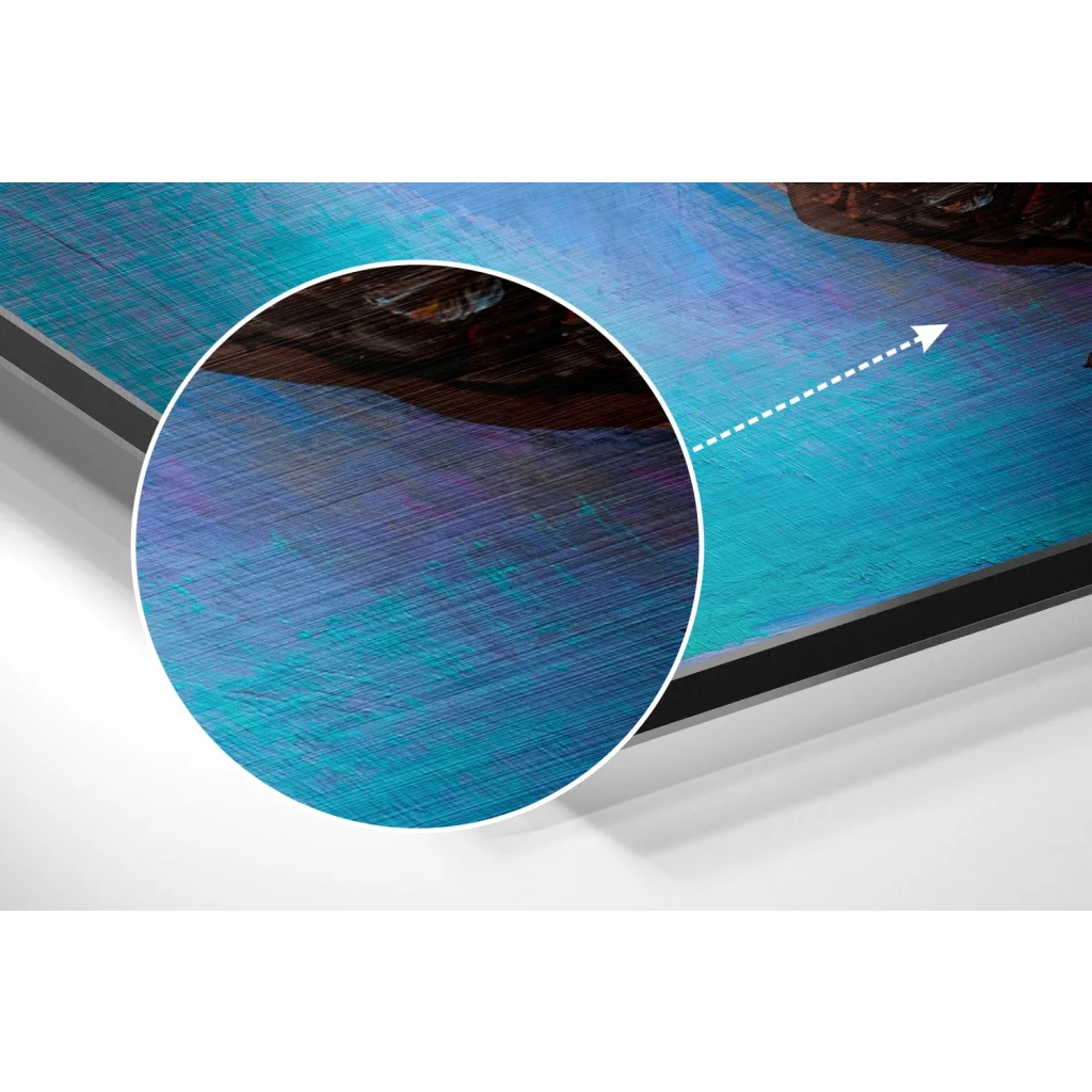 Stunning butterfly brushed aluminium dibond wall art print in black frame