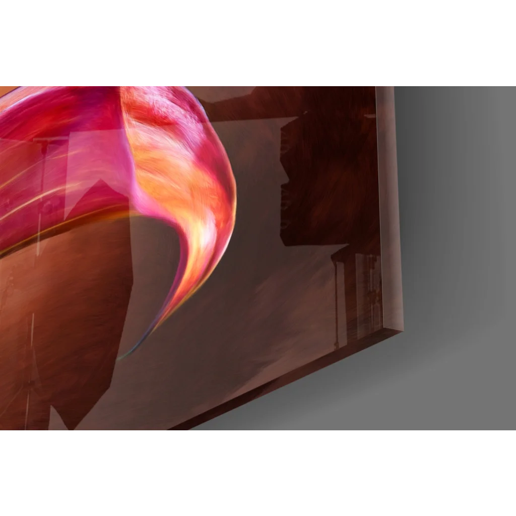 Apple logo on stunning glass wall art in golden pink hues