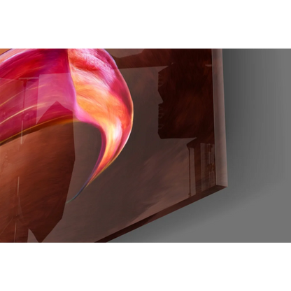 Apple logo on stunning glass wall art in golden pink hues