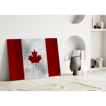 Stunning Canadian silver maple leaf glass wall art canvas print