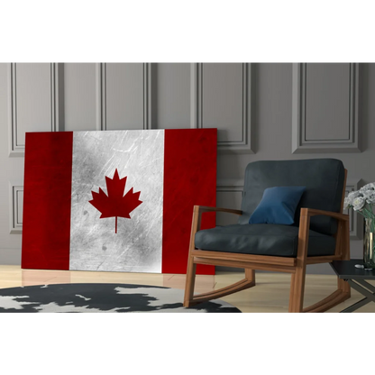 Stunning Canadian red and white maple leaf glass wall art canvas print