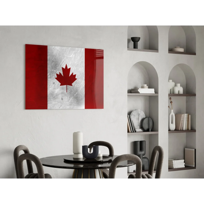 Stunning Canadian red and white maple leaf glass wall art canvas print