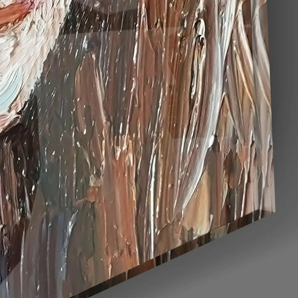 Gold and brown abstract canvas wall art print with glossy finish