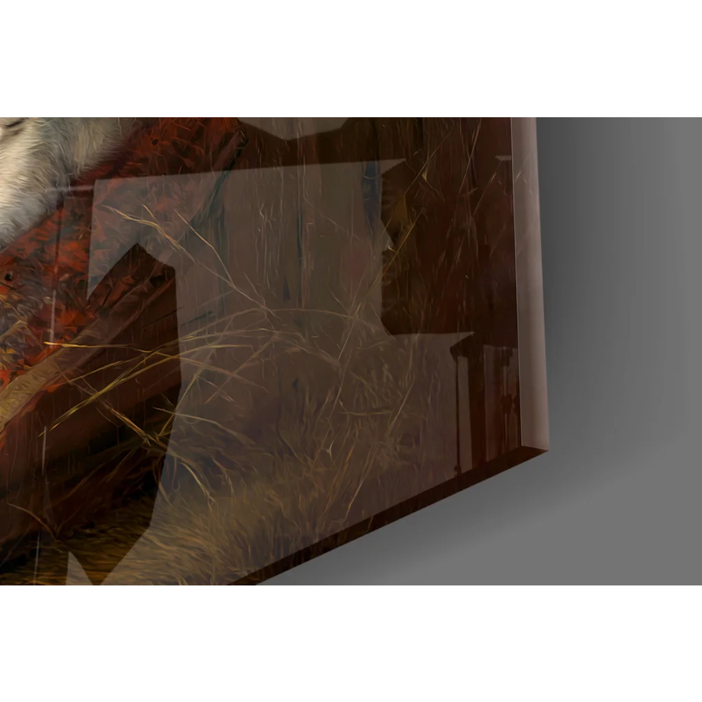 Stunning brown leather wallet with glass wall art window