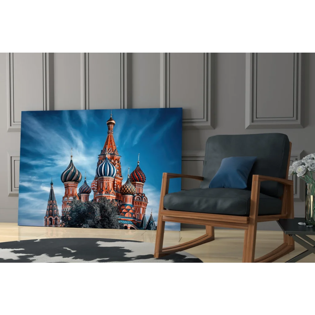 Stunning red and gold onion dome church wall art canvas print