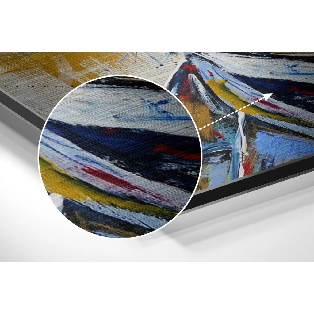 Abstract Charlie Chaplin painting on brushed aluminium dibond