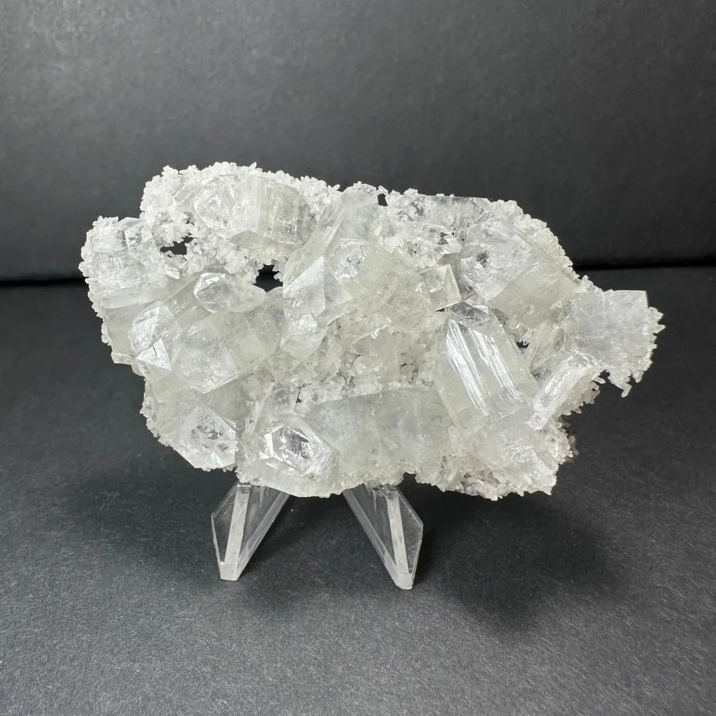 Stunning clear apophyllite crystal cluster micro specimen from India
