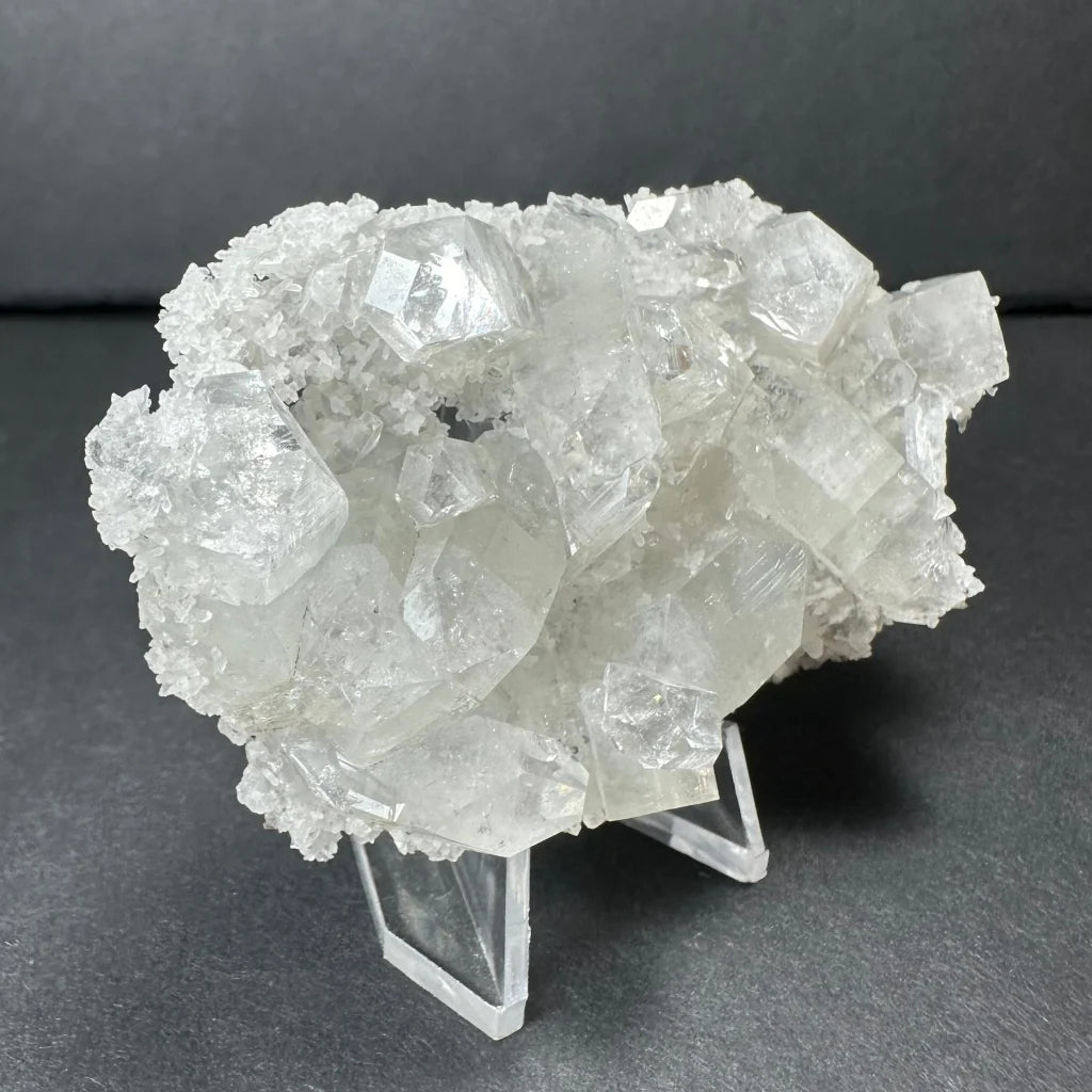 Stunning clear apophyllite crystal cluster micro specimen from India
