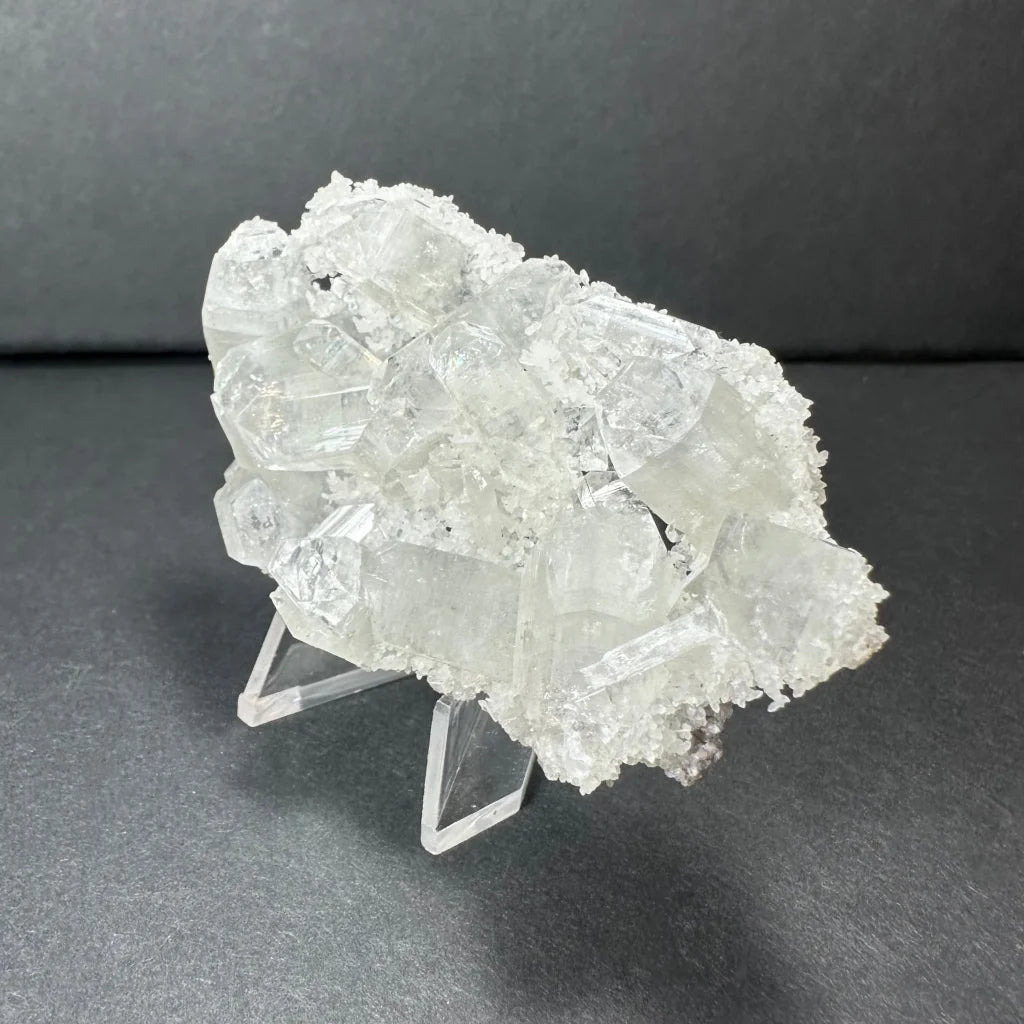 Stunning clear apophyllite crystal cluster micro specimen from India