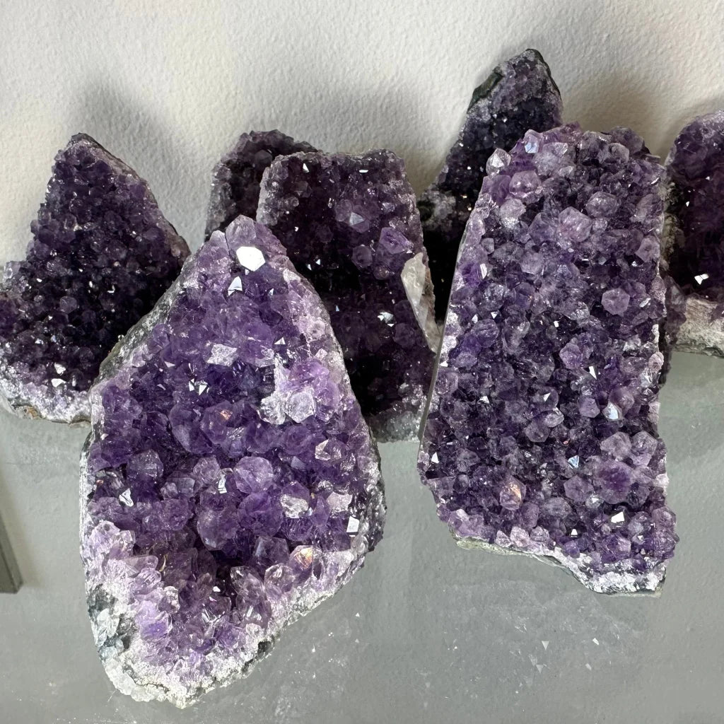 Stunning cut base amethyst druze from Uruguay with purple geodes