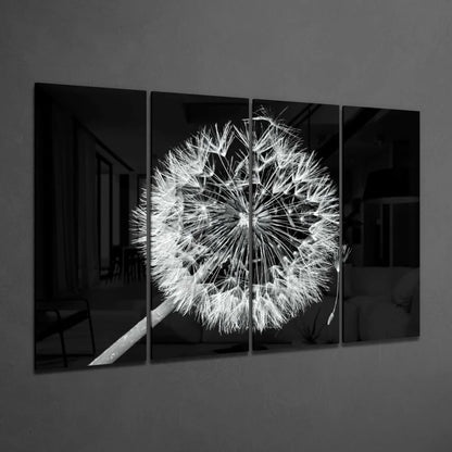 Stunning black and white dandelion seed head triptych wall art