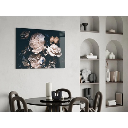 Stunning black and white floral canvas wall art with muted pastels