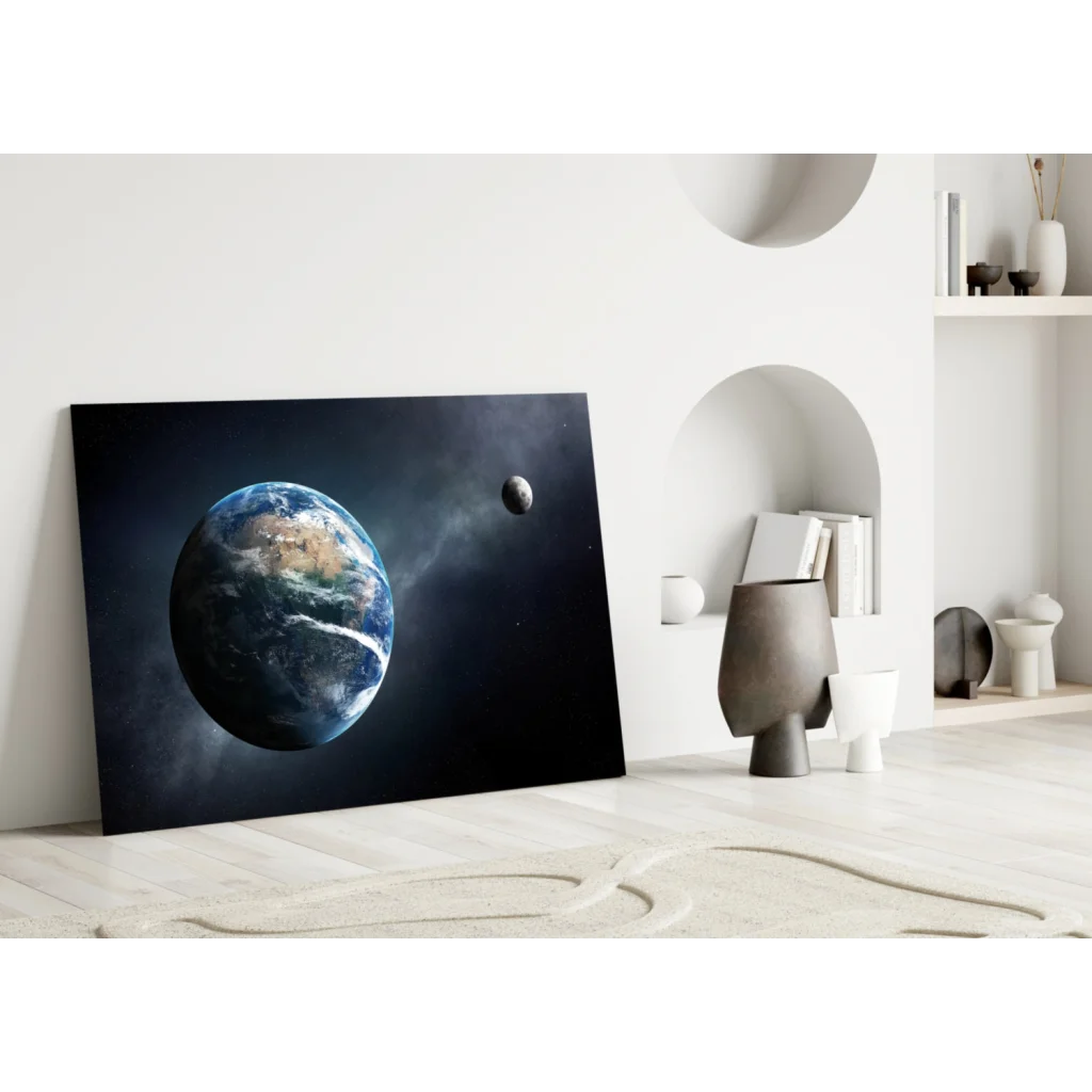 Samsung QLED 8K TV in stunning Earth glass wall art