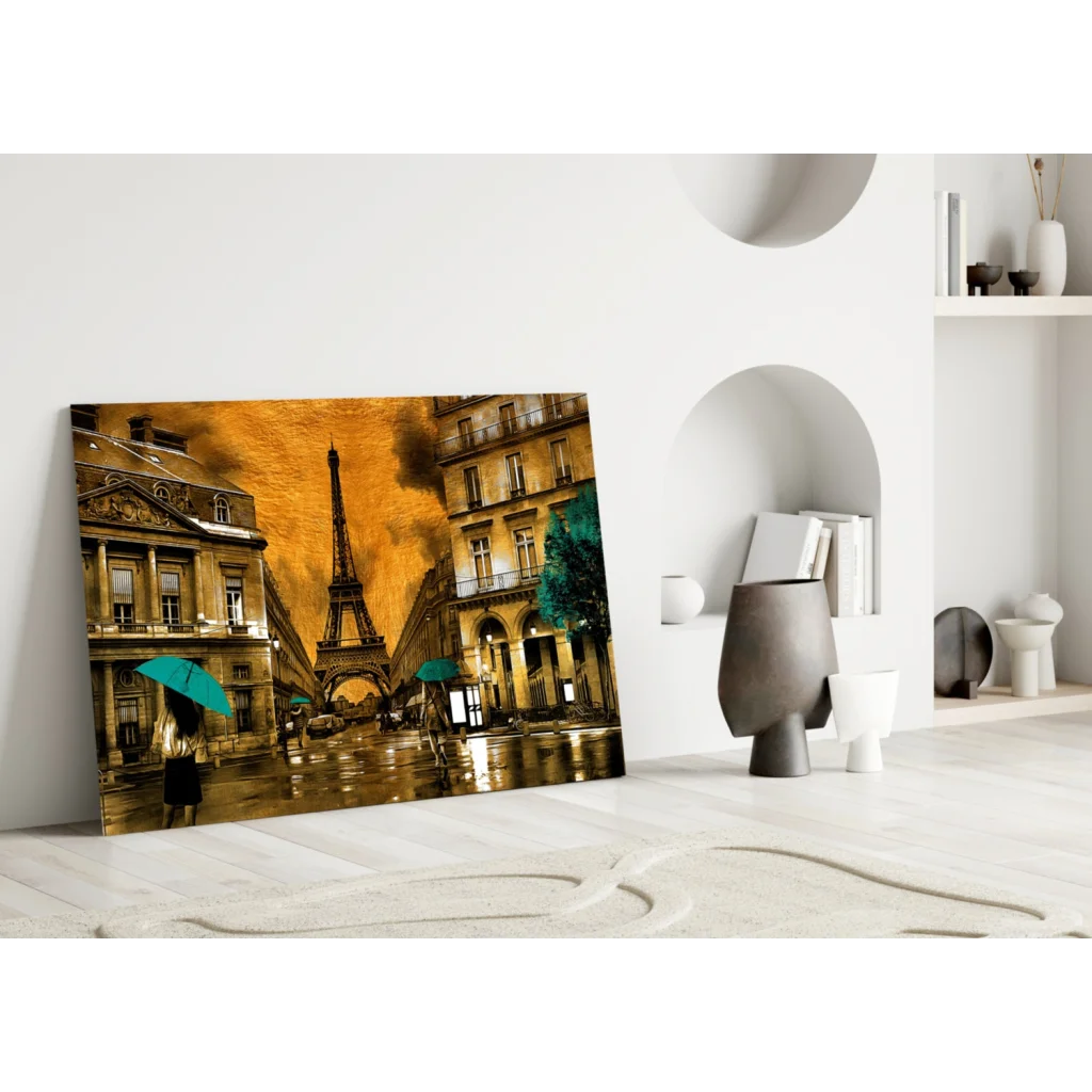 Vintage sepia Eiffel Tower canvas wall art with Parisian charm