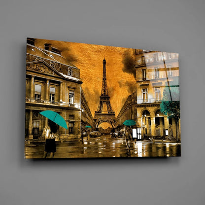 Gold and black Eiffel Tower wall art with teal accents and Parisian charm