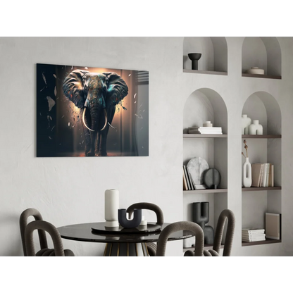 Vibrant textured elephant wall art print in blue brown design