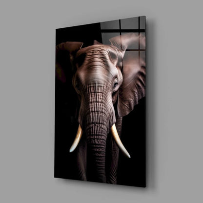 Stunning elephant glass wall art print with textured detail