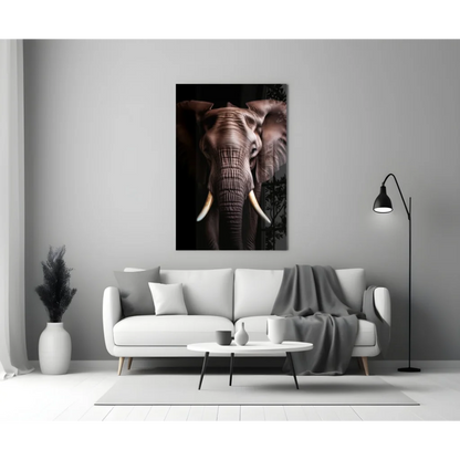 Stunning elephant glass wall art with textured skin and tusks