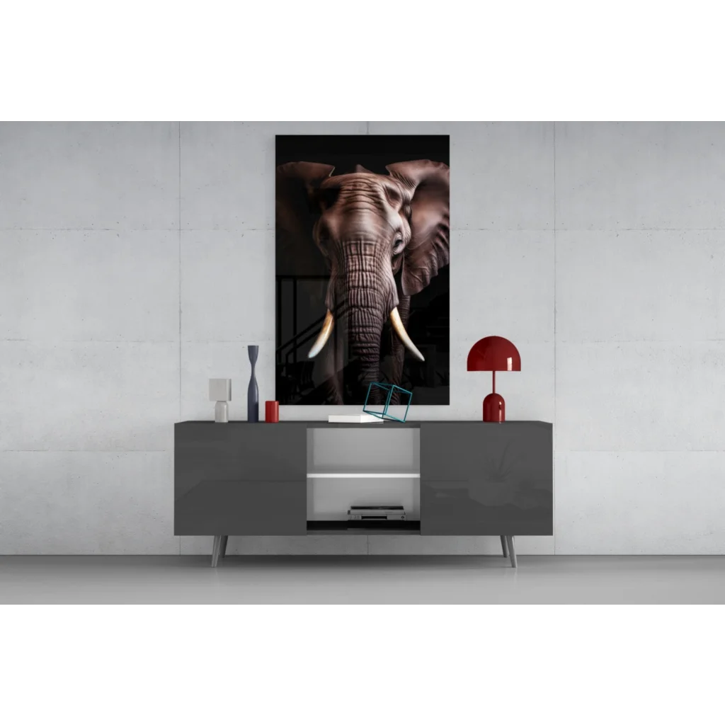 Stunning elephant glass wall art with textured detail