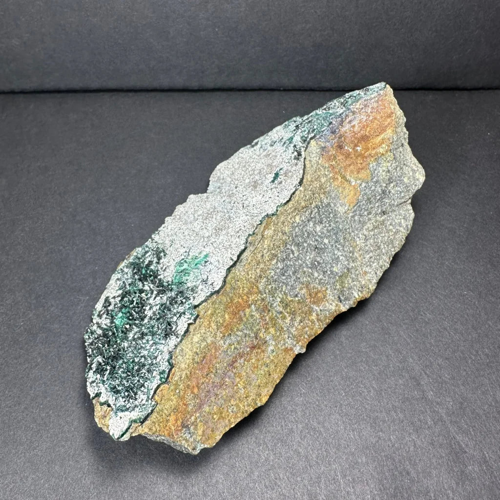 Rugged epidote crystal clusters on natural matrix with green-blue hues