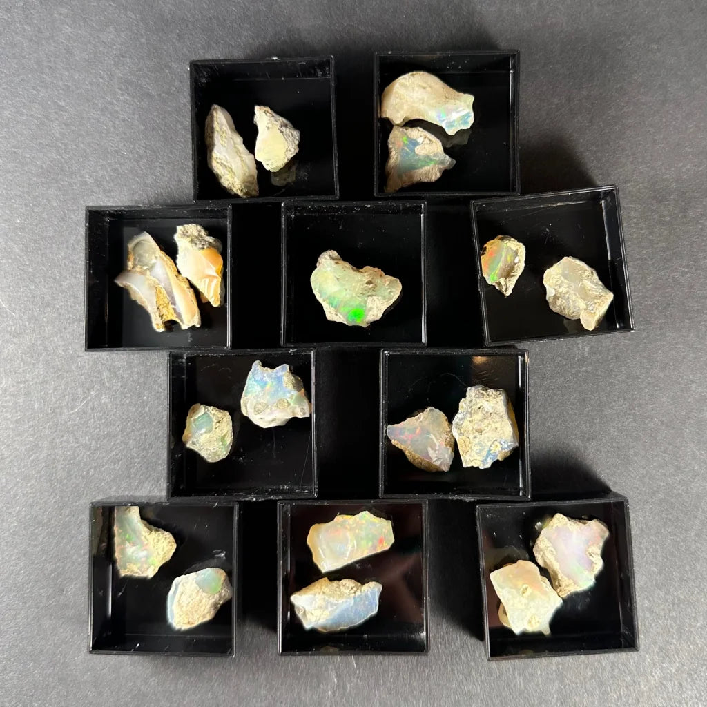 Stunning Ethiopian Welo opal in acrylic perky box display