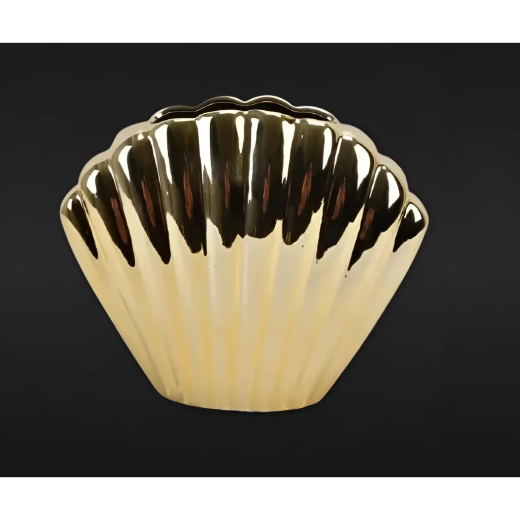 Gold shell ceramic vase from Fancy Home Collection, perfect for chic decor